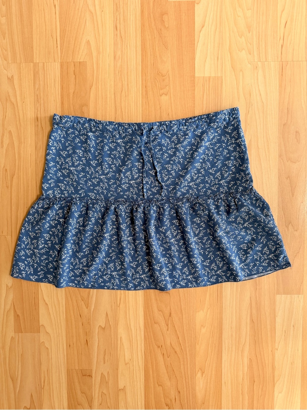 Brandy Melville Blue Floral Ruffle Mini Skirt